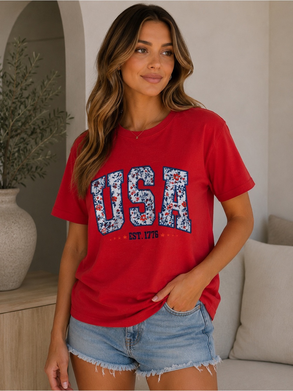 Comfort colors Red USA Graphic Tee  NEW Patriotic Shirt